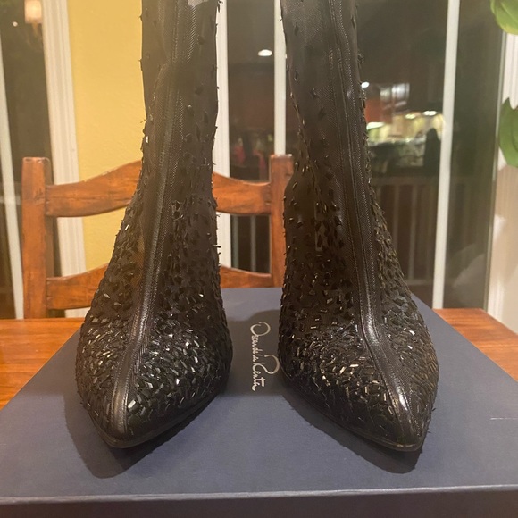 Oscar De La Renta black mesh beaded bootie size 40 - Picture 6 of 6
